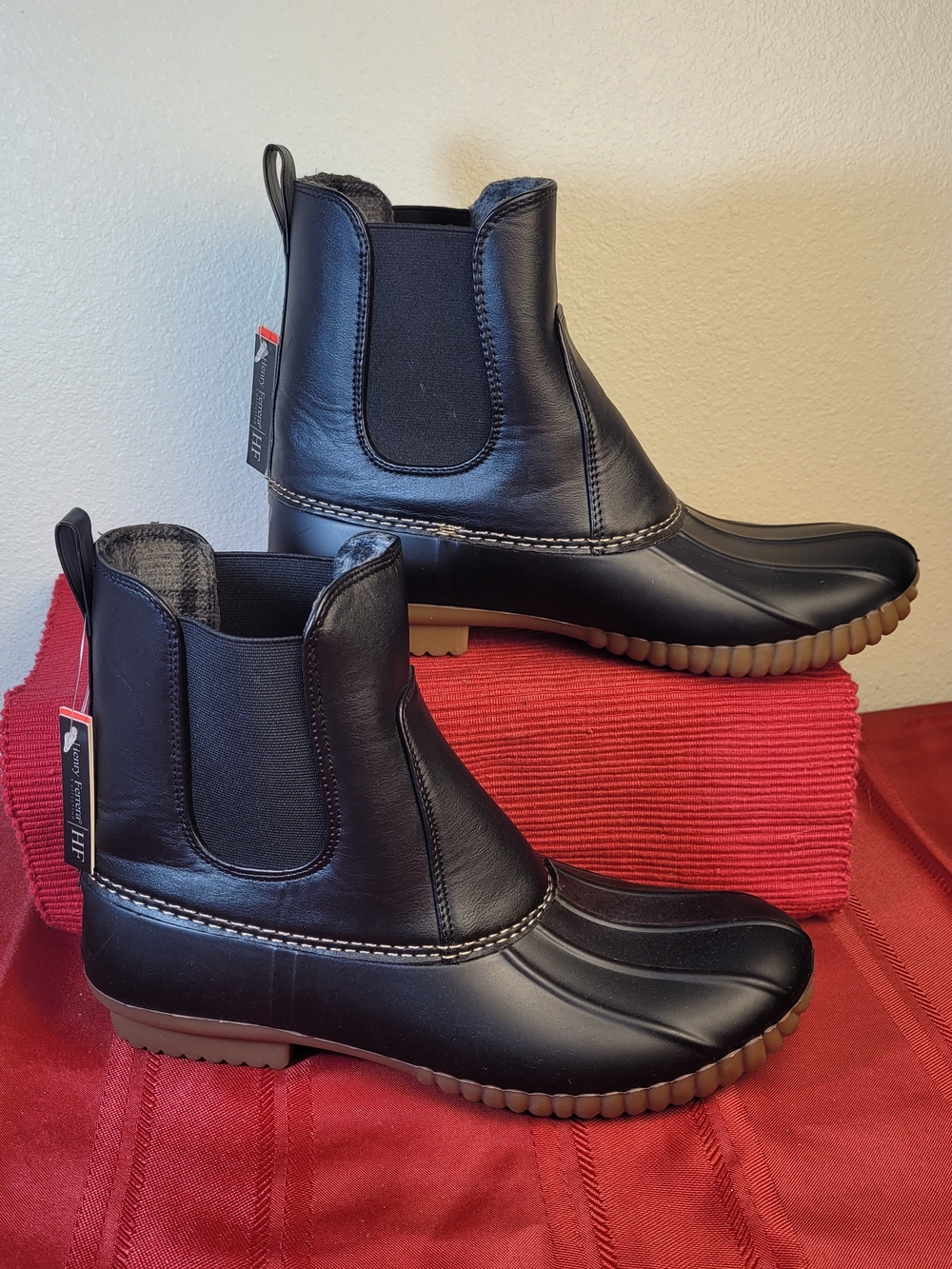 NWT Henry Ferrera Mission 555 Black Chelsea Duck Booties Rain Boots Size 8
